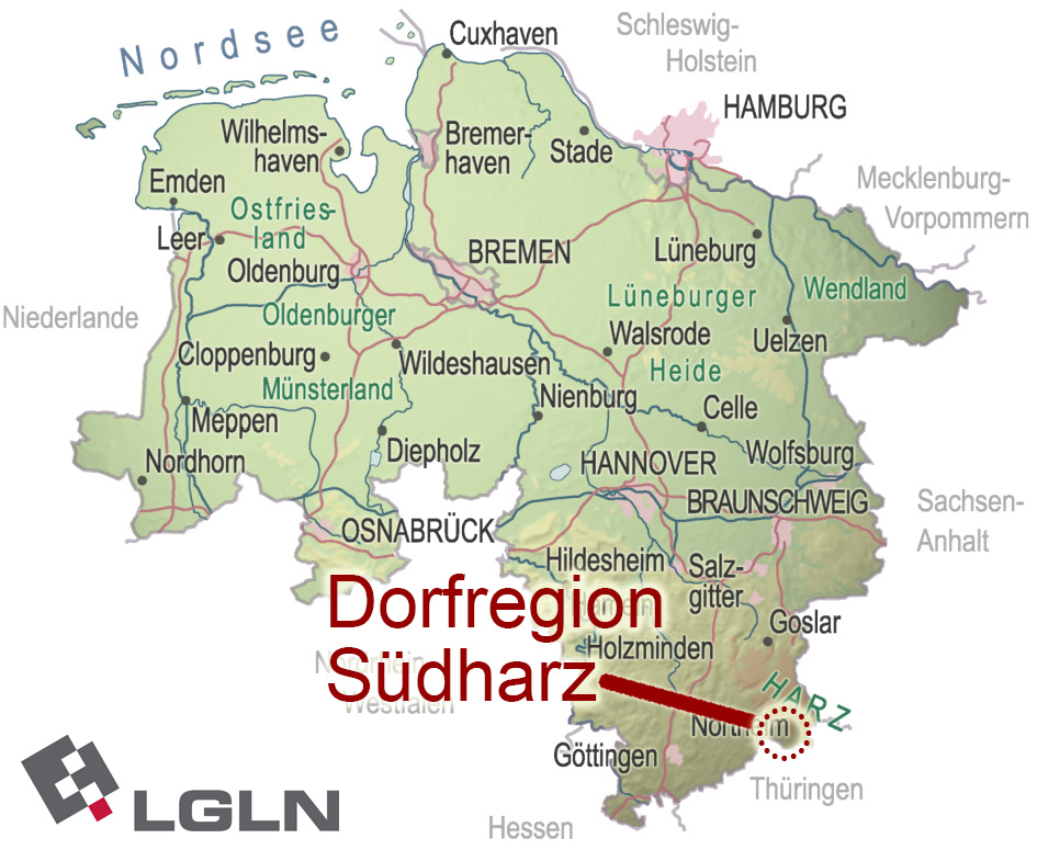 DRSÜH-Lage in Niedersachsenkarte